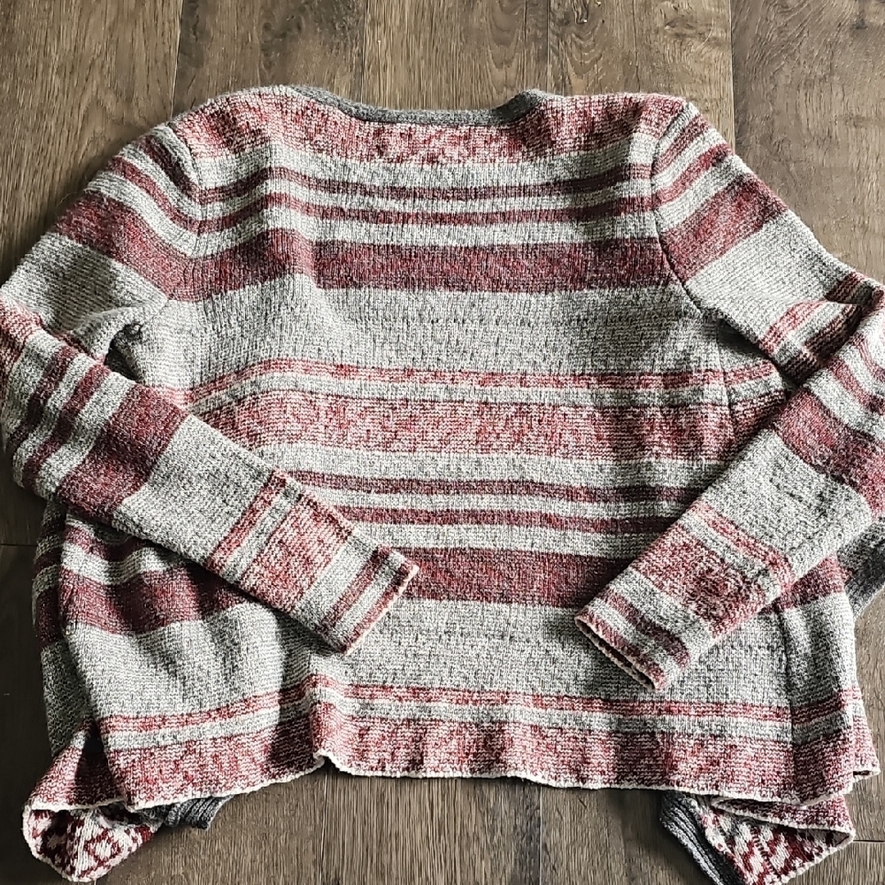 Natural Reflections Sweater Open-Front Stripe Knit Cardigan Aztec Bohemian Large - Picture 8 of 8